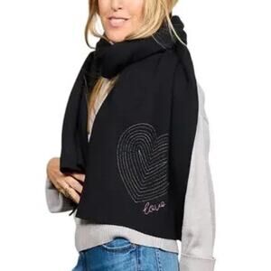 Brand New Aqua Kerri Rosenthal Women's OS Black Wrap Shawl Scarf Heart